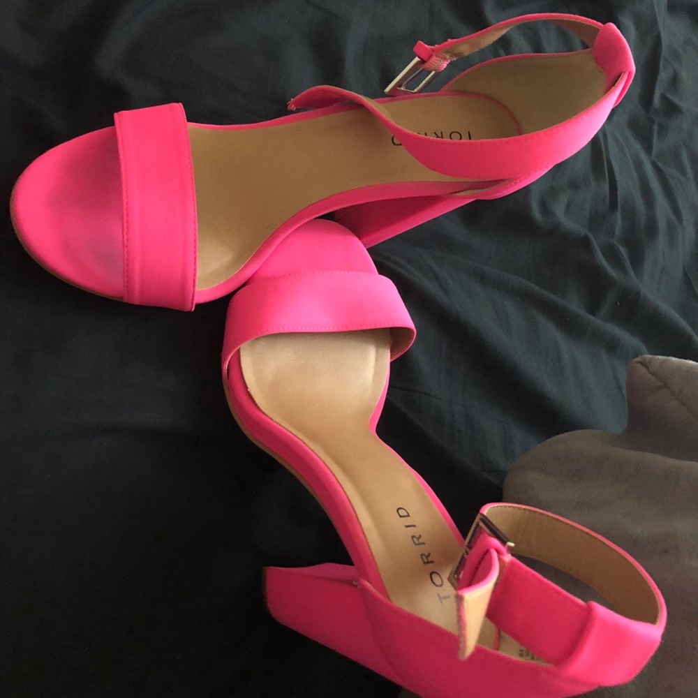 torrid Hot Pink Open-Toe Block Heel Sandals